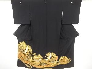 リサイクル　金彩　熨斗に鶴松模様刺繍留袖(比翼付き)